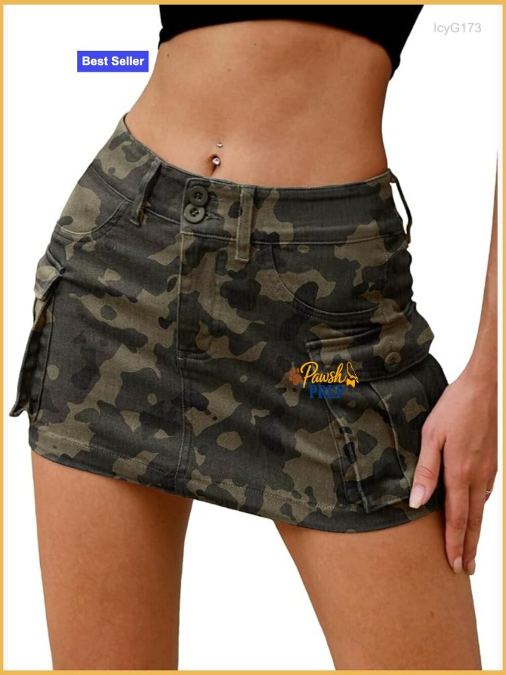 High Stretch Denim Cargo Skort - Y2K Mini Jeans Skirt Shorts with Pockets